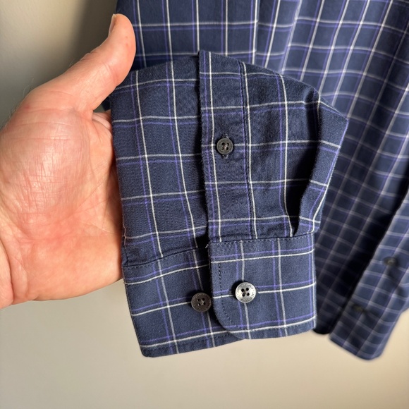 Jack Nicklaus Men's Long Sleeve Check Button Up Casual Dress Shirt Navy/Purple M - Picture 2 of 14
